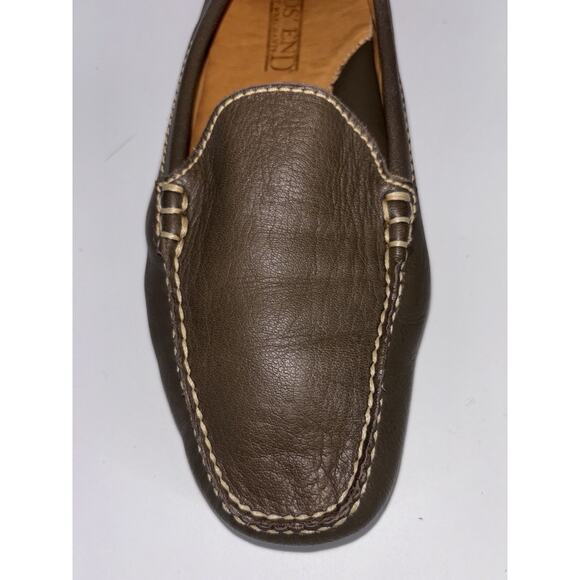Lands' End Womens Leather Loafers Brown 8 B Comfort Slip On Shoe Classic Preppy - Picture 5 of 10